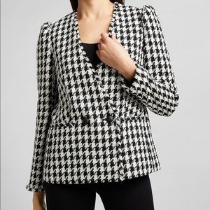 Express Houndstooth Double Breasted Tweed Blazer